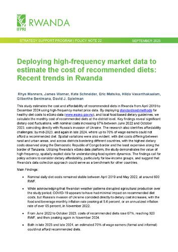 Deploying high-frequency market data to estimate the cost of recommended diets: Recent trends in Rwanda