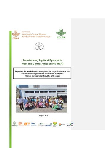 Report of the workshop to strengthen the organizations of the Gender-based Agricultural Innovation Platforms (Goma, Democratic Republic of Congo)