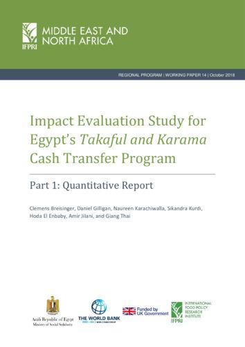 Impact evaluation study for Egypt's Takaful and Karama cash transfer program: Part 1: Quantitative report