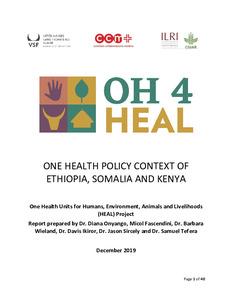 One health policy context of Ethiopia, Somalia and Kenya