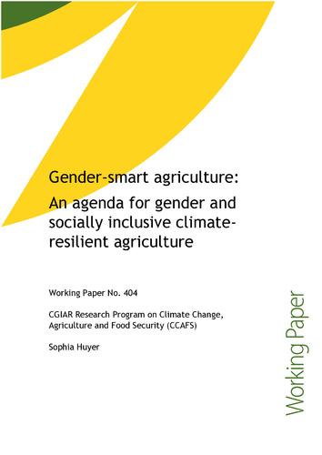 Gender-smart agriculture: An agenda for gender and socially inclusive climate-resilient agriculture