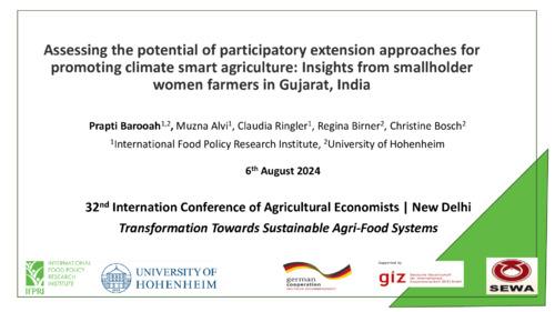 Assessing the potential of participatory extension approaches for promoting climate smart agriculture: Insights from smallholder women farmers in Gujarat, India