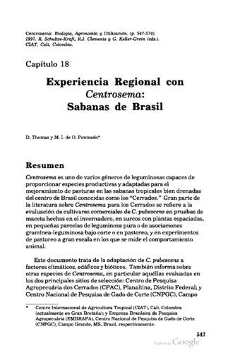 Experiencia regional con Centrosema:Sabanas de Brasil