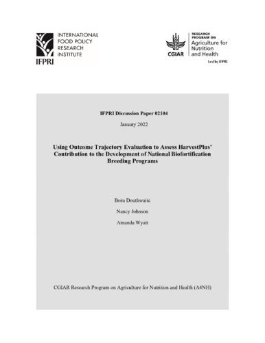 Using outcome trajectory evaluation to assess HarvestPlus’ contribution to the development of national biofortification breeding programs