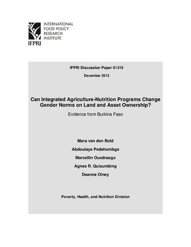 Can integrated agriculture-nutrition programs change gender norms on land and asset ownership? Evidence from Burkina Faso