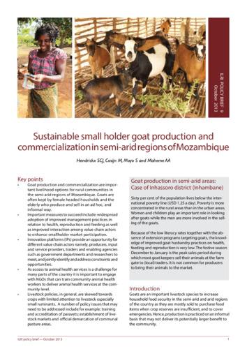 Sustainable smallholder goat production and commercialization in semi-arid regions of Mozambique