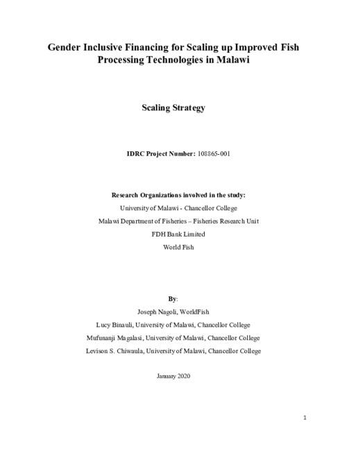 Gender Inclusive Financing for Scaling up Improved Fish Processing Technologies in Malawi