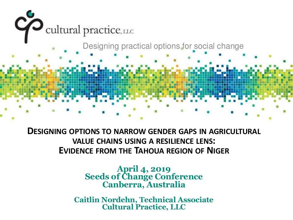 Designing options to narrow gender gaps in agricultural value chains using a resilience lens: Evidence from the Tahoua region of Niger