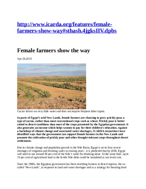 Women Farmers Show the Way