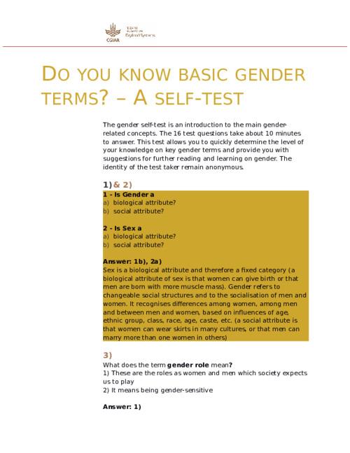 Selftest on basic gender concepts