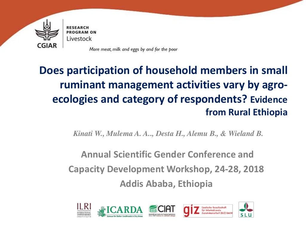 Does participation of household members in small ruminant management activities vary by agro-ecologies and category of respondents? Evidence from rural Ethiopia