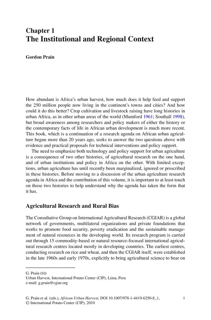 The institutional and regional context