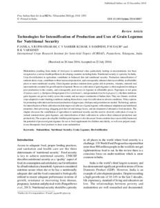 Technologies for Intensification of Production and Uses of Grain Legumes for Nutrition Security