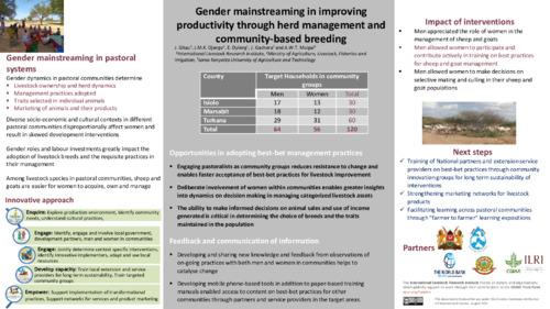 Gender mainstreaming in improving productivity through herd management and community-based breeding