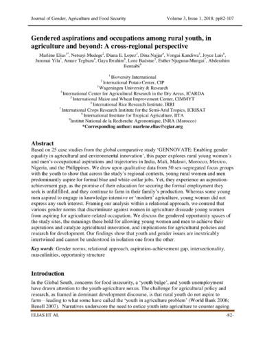 Gendered aspirations and occupations among rural youth, in agriculture and beyond: A cross-regional perspective