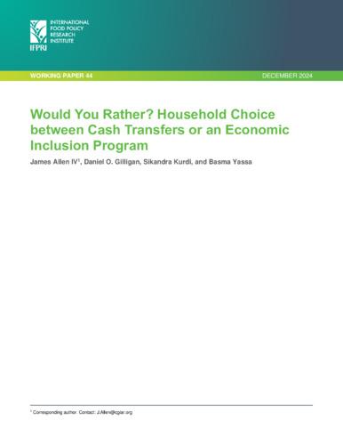 Would you rather? Household choice between cash transfers or an economic inclusion program