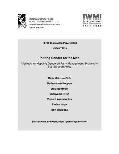 Putting gender on the map: Methods for mapping gendered farm management systems in Sub-Saharan Africa