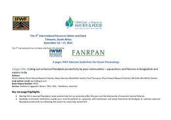 Scaling out enhanced floodplain productivity by poor communities: aquaculture and fisheries in Bangladesh and eastern India