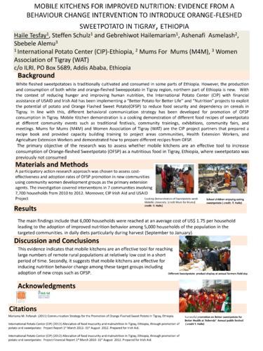 Mobile kitchens for improved nutrition: evidence from a behavior change intervention to introduce orange-fleshed sweetpotato in Tigray, Ethiopia.