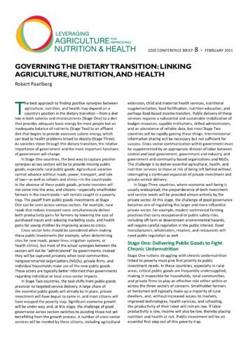 Governing the dietary transition: Linking agriculture, nutrition, and health