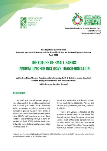 The Future of Small Farms: Innovations for Inclusive Transformation