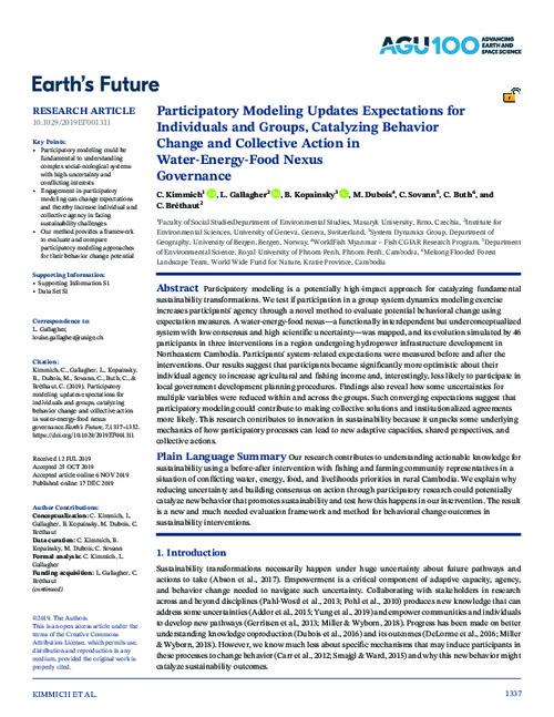 Participatory modeling updates expectations for individuals and groups, catalyzing behavior change and collective action in water-energy-food nexus governance