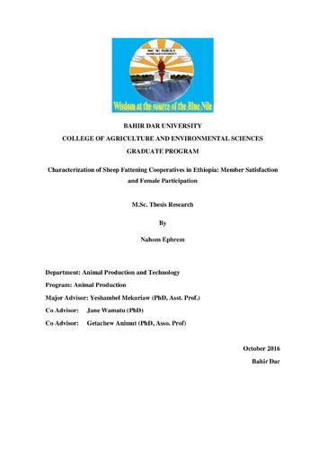 Characterization of sheep fattening cooperatives in Ethiopia: Members’ satisfaction and women’s participation