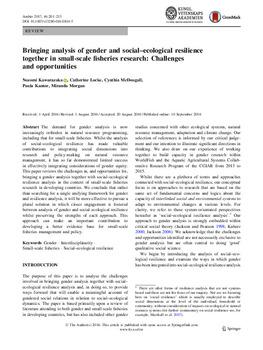 Bringing analysis of gender and social-ecological resilience together in small-scale fisheries research: Challenges and opportunities