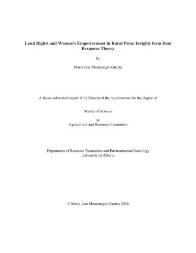 Land Rights and Women's Empowerment in Rural Peru: Insights from Item Response Theory