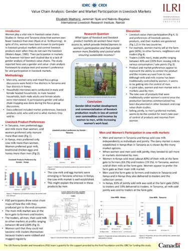 Value chain analysis: Gender and market participation in livestock markets