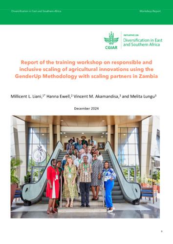 Report of the training workshop on responsible and inclusive scaling of agricultural innovations using the genderup methodology with scaling partners in Zambia