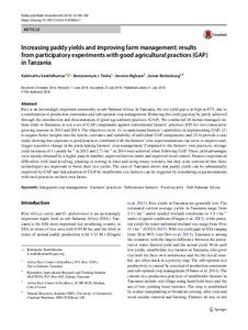 Increasing paddy yields and improving farm management: results from participatory experiments with good agricultural practices (GAP) in Tanzania