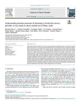 Understanding decision processes in becoming a fee-for-hire service provider: a case study on direct seeded rice in Bihar, India