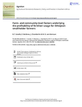 Farm- and community-level factors underlying the profitability of fertiliser usage for Ethiopian smallholder farmers