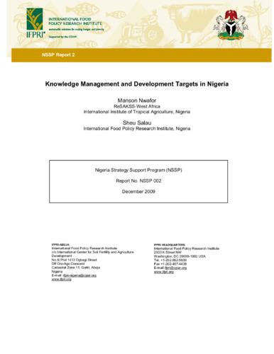 Knowledge management and development targets in Nigeria