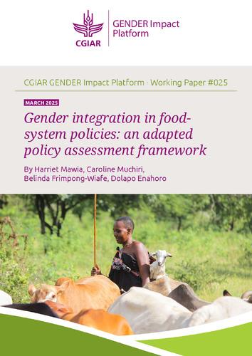 Gender integration in food-system policies: an adapted policy assessment framework