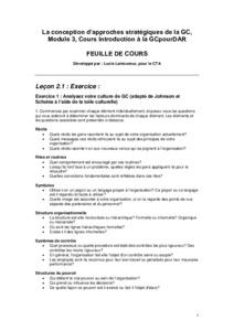 Le développement d'un milieu propice à la gestion des connaissances et l'importance du leadership : Cours Introduction à la Gestion des Connaissances pour Développement Agricole et Rural (GCpourDAR) - Module 2
