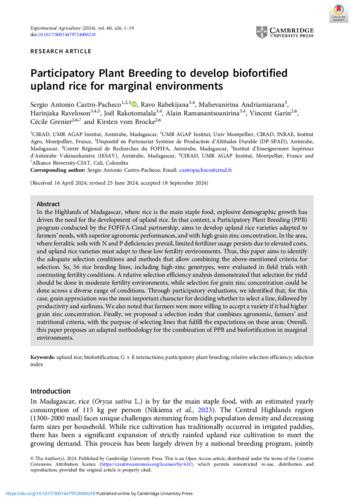 Participatory plant breeding to develop biofortified upland rice for marginal environments