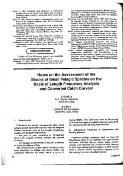 Notes on the assessment of the stocks of small pelagic species on the basis of length frequency analysis and converted catch curves