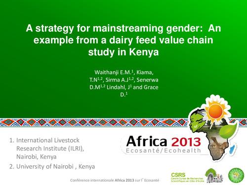 A strategy for mainstreaming gender: An example from a dairy feed value chain study in Kenya