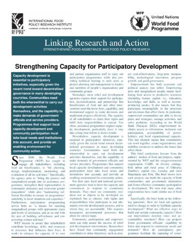 Strengthening Capacity for Participatory Development