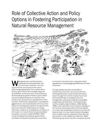 Addressing learning and complexity: Role of collective action and policy options in fostering participation in natural resource management