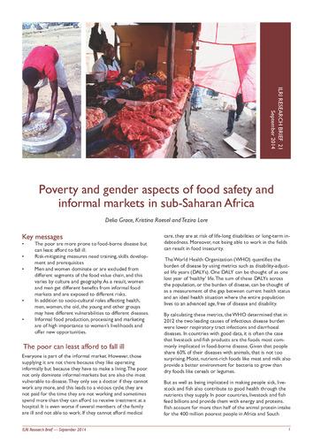 Poverty and gender aspects of food safety and informal markets in sub-Saharan Africa