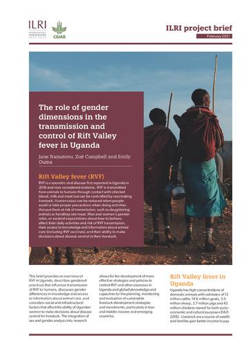 The role of gender dimensions in the transmission and control of Rift Valley fever in Uganda