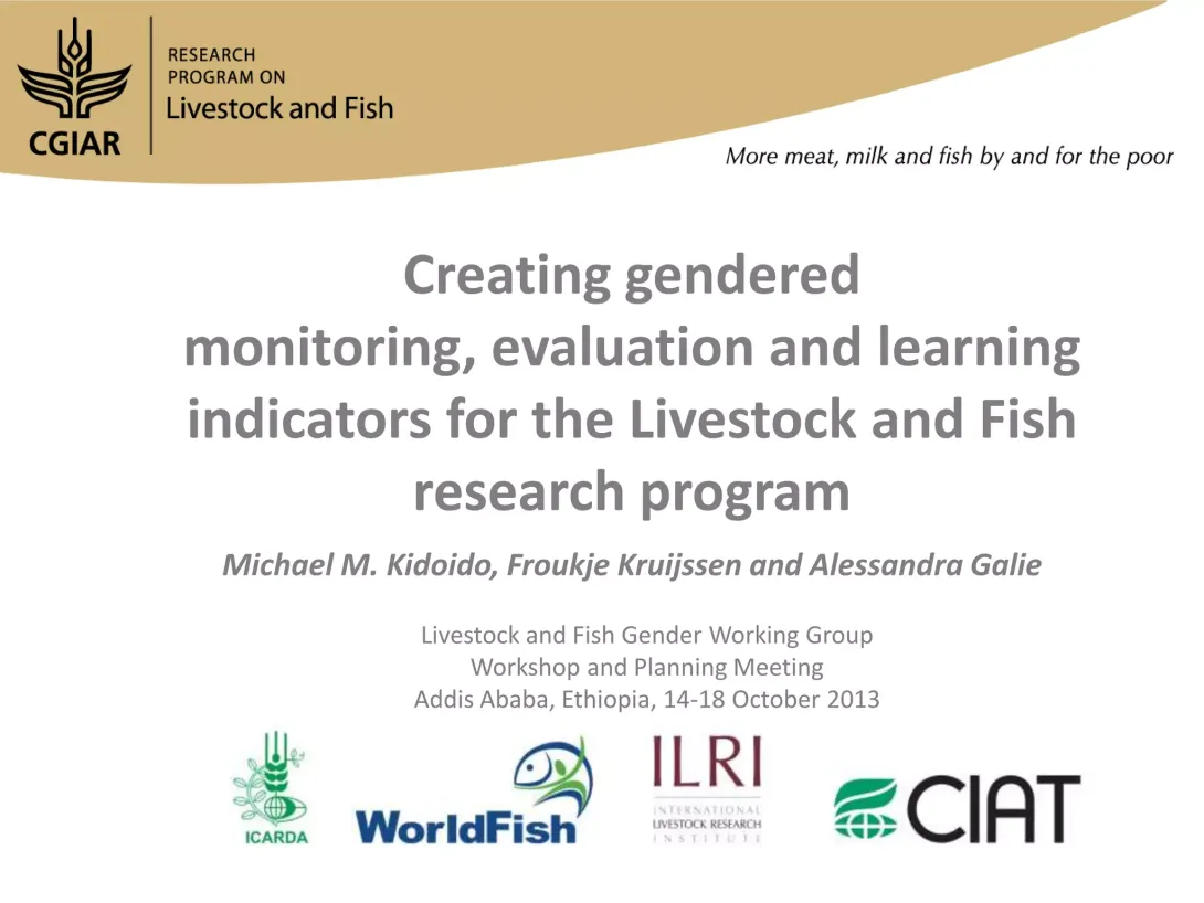 Creating gendered monitoring, evaluation and learning indicators for the Livestock and Fish research program