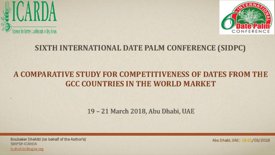 A Comparative Study for Competitiveness of Dates from the GCC countries in the World Market