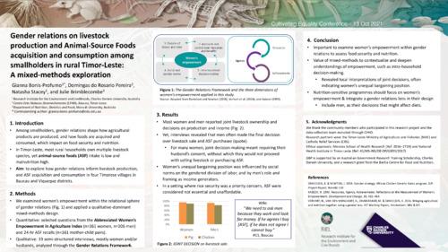 WE1.4: Gender relations on livestock production and animal-source food acquisition and consumption among smallholders in rural Timor-Leste: A mixed-methods exploration