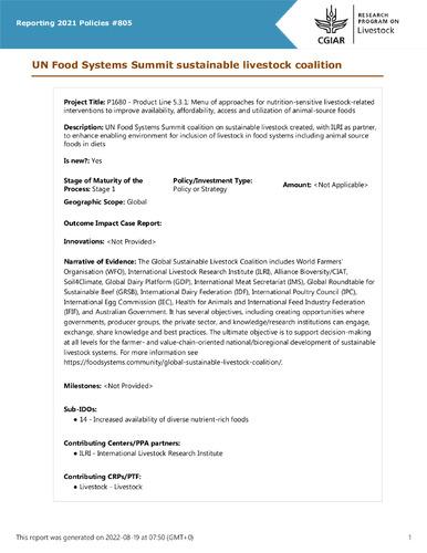 UN Food Systems Summit sustainable livestock coalition