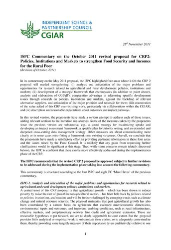 ISPC Commentary on the Revised Proposal for CRP2 - November 2011