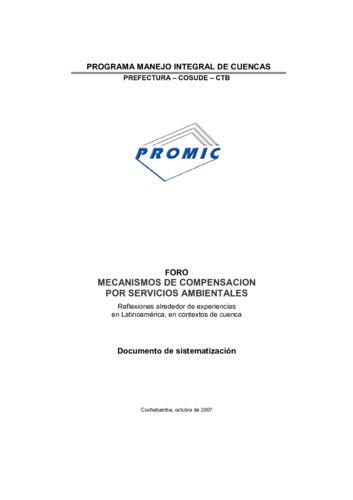 Foro Mecanismos de compensación por servicios ambientales: Reflexiones alrededor de experiencias en Latino América en contextos de cuenca